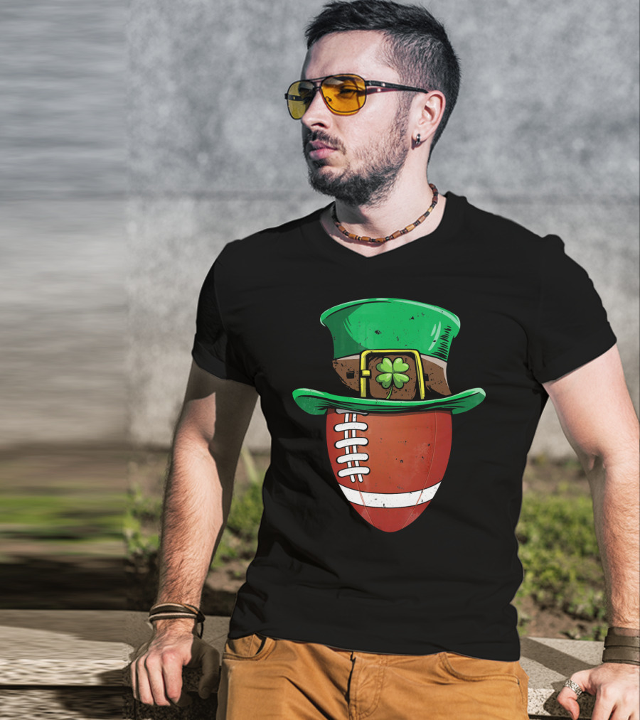 Leprechaun Hat Shamrock American Football Ball T-Shirt
