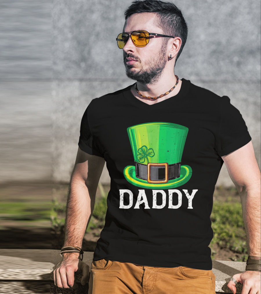 Daddy Leprechaun Hat Shamrock Matching Family T-Shirt