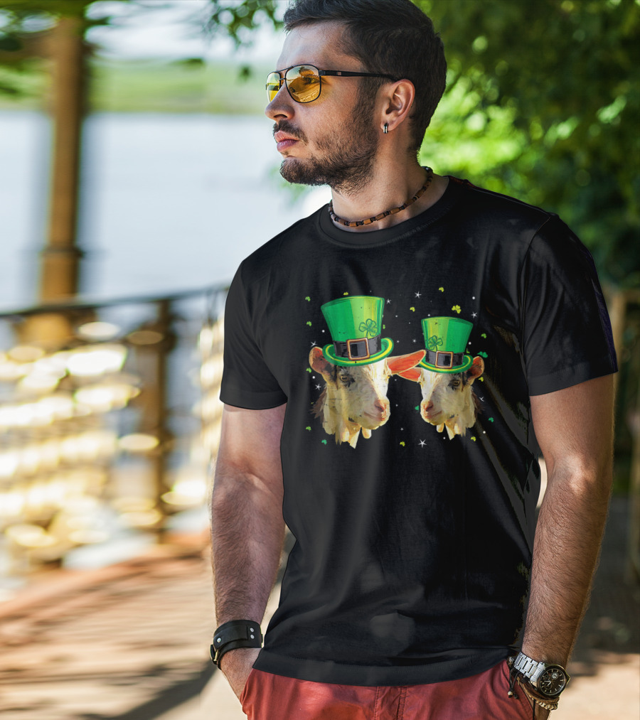 Two Goats In Leprechaun Hats For St Patricks T-Shirt