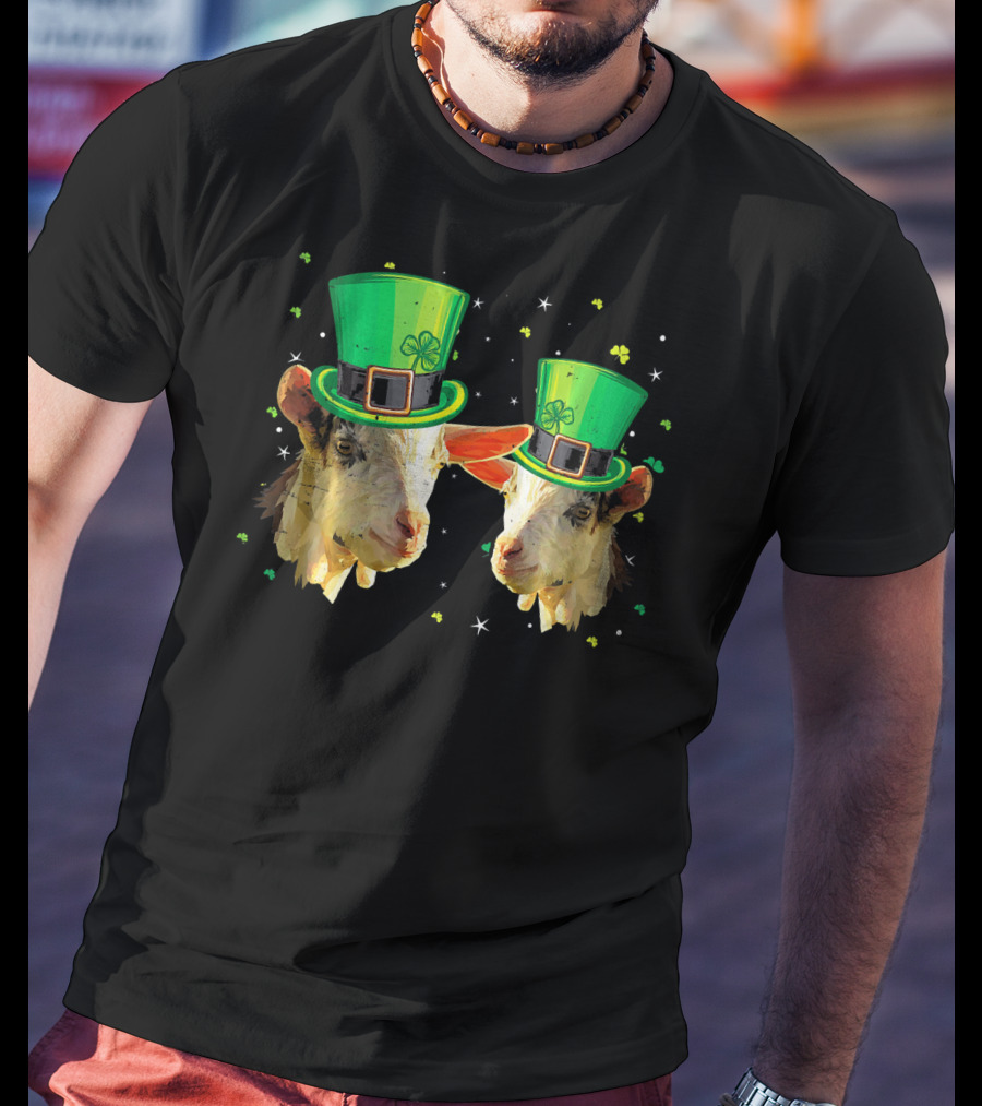 Two Goats In Leprechaun Hats For St Patricks T-Shirt