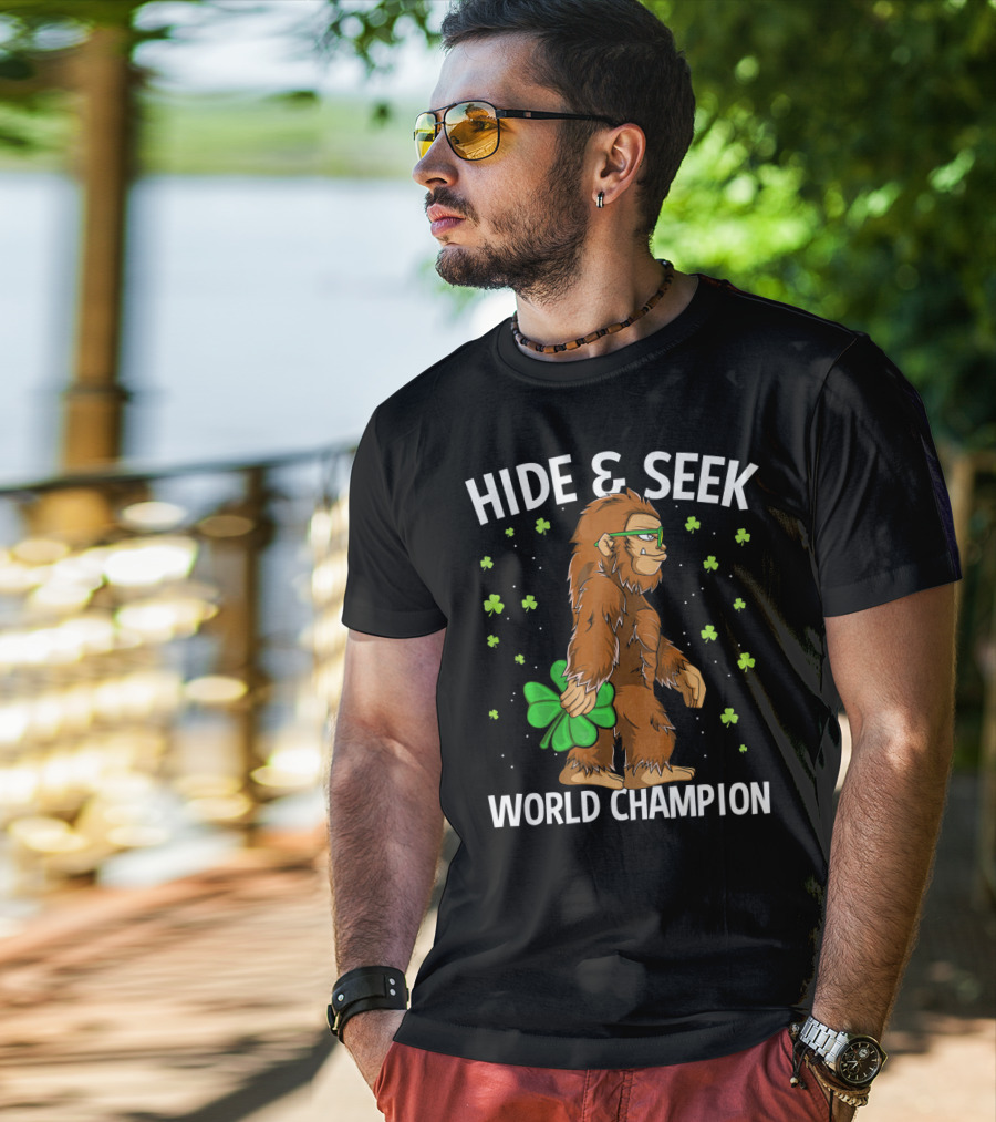 Hide And Seek World Champion Bigfoot Shamrock St Patrick's Day T-Shirt