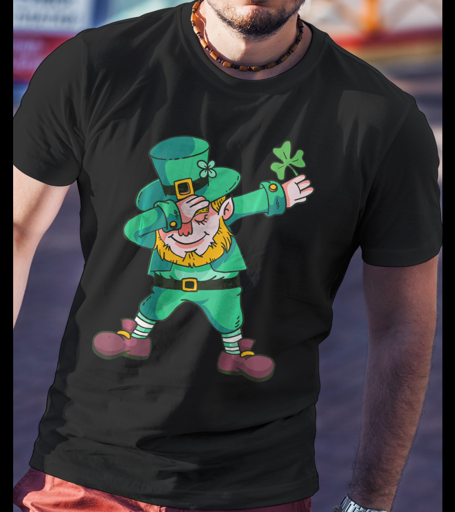 Dabbing Leprechaun Irish Shamrock T-Shirt