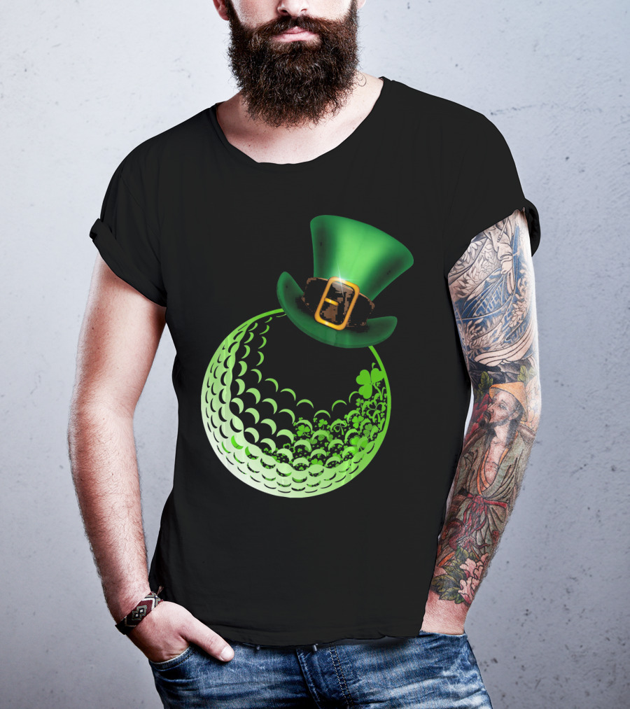 Shamrock Golf Ball With Leprechaun Hat St Patrick's Day Fun T-Shirt