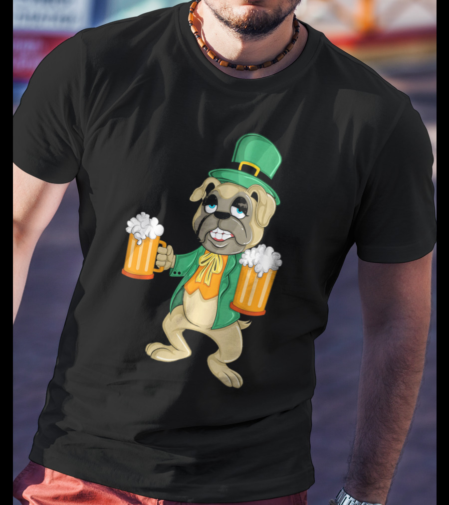 Irish Leprechaun Pug With Beers For St. Patrick's T-Shirt