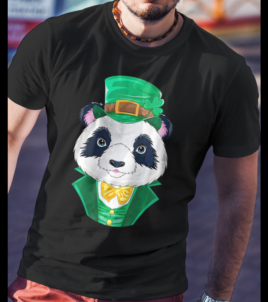 Panda Leprechaun Happy Lucky Irish Charm T-Shirt