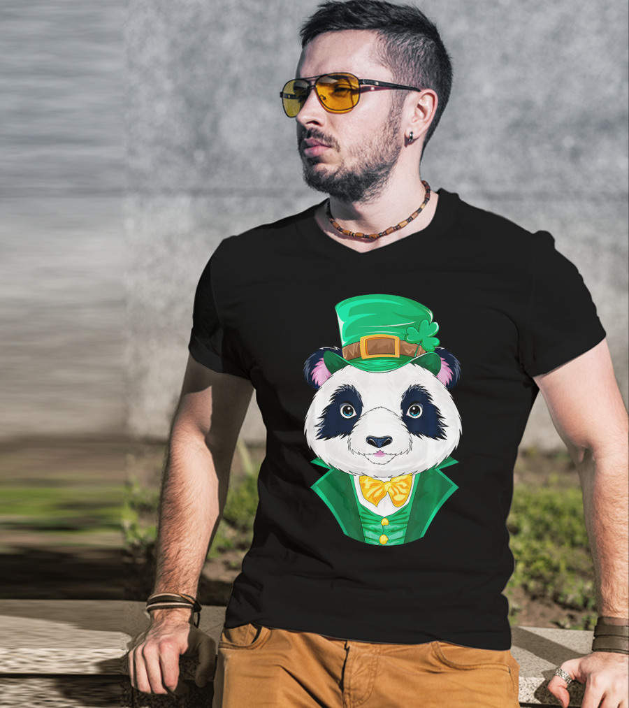Panda Leprechaun Happy Lucky Irish Charm T-Shirt
