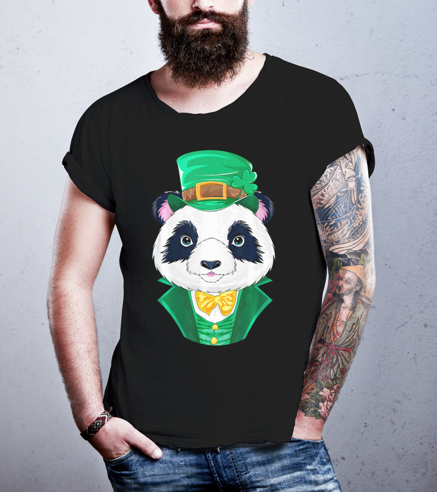 Panda Leprechaun Happy Lucky Irish Charm T-Shirt