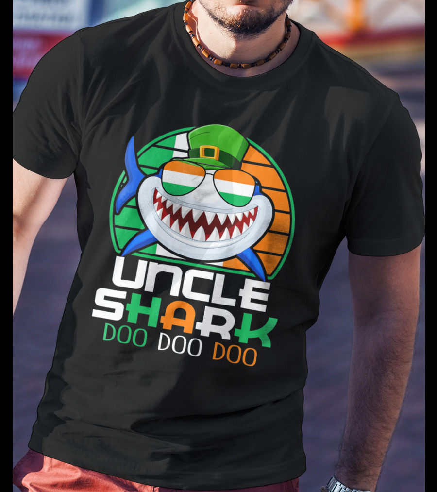 Uncle Shark Doo Doo Doo Funny St. Patrick's Day Irish Hat And Colors T-Shirt