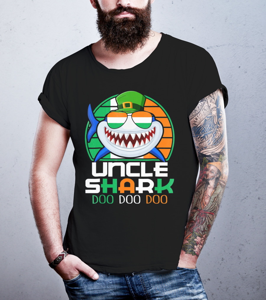 Uncle Shark Doo Doo Doo Funny St. Patrick's Day Irish Hat And Colors T-Shirt