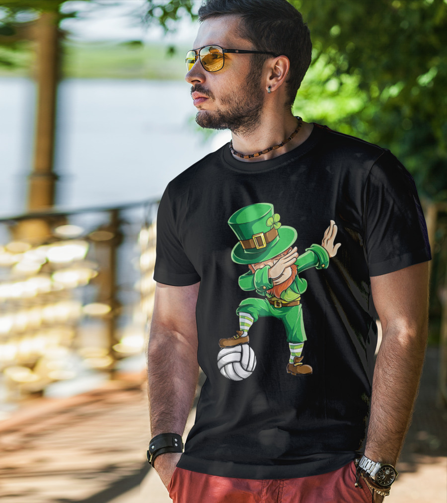 Dabbing Leprechaun With Volleyball T-Shirt