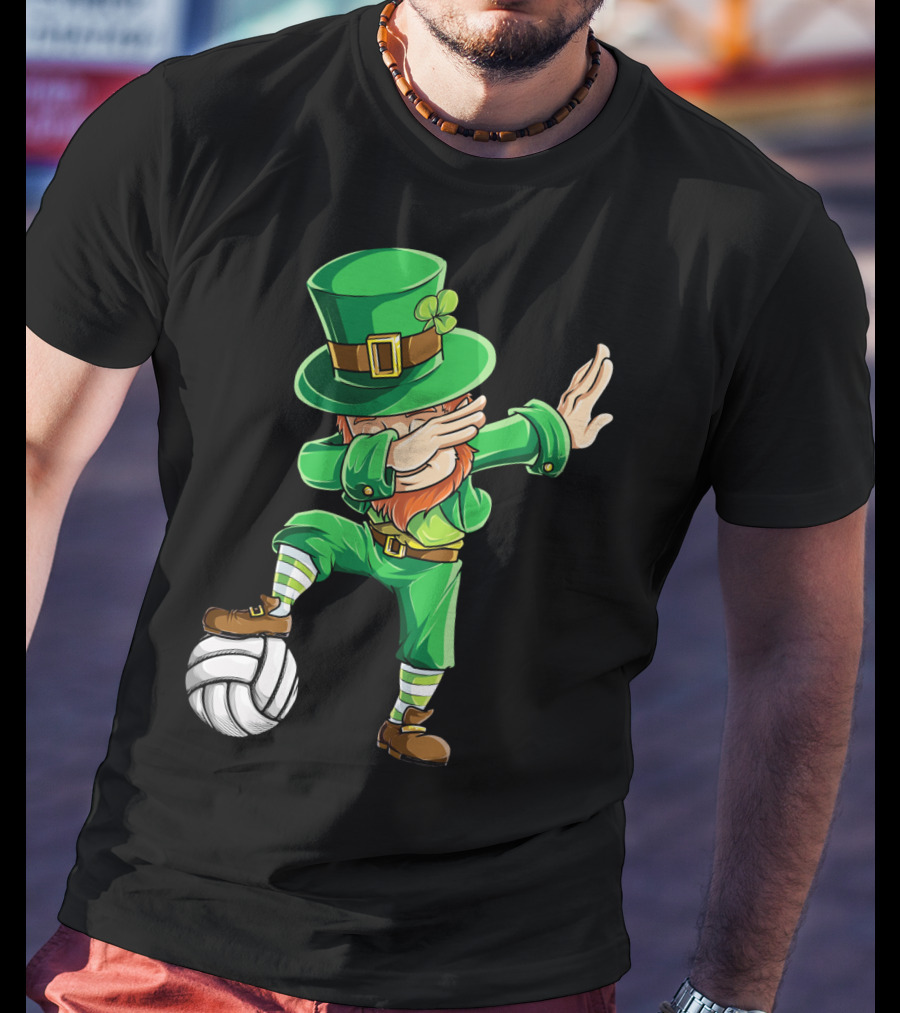 Dabbing Leprechaun With Volleyball T-Shirt