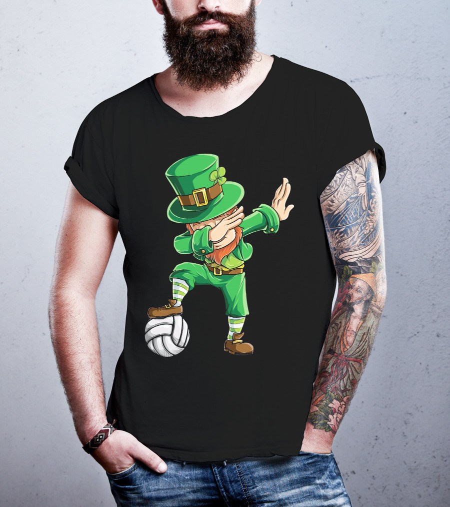 Dabbing Leprechaun With Volleyball T-Shirt