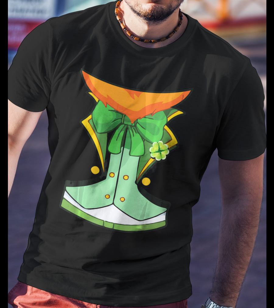 Tuxedo Leprechaun Costume With Green Bowtie And Shamrock T-Shirt