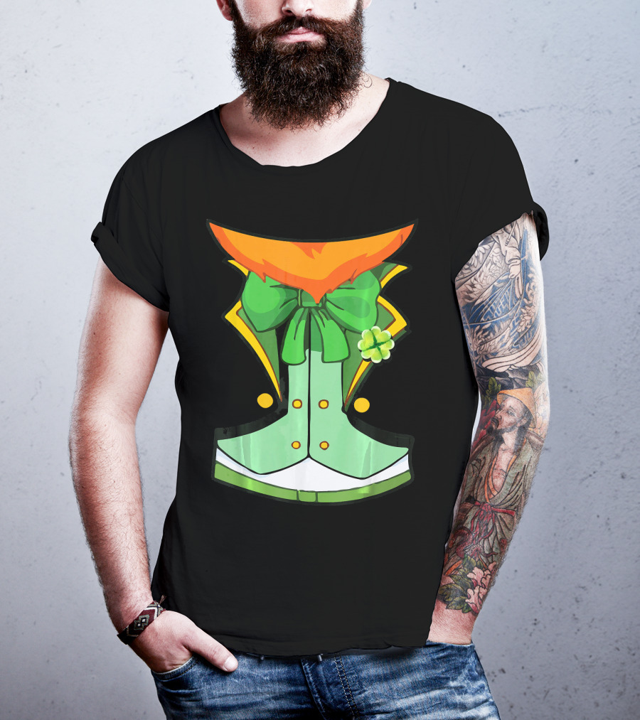 Tuxedo Leprechaun Costume With Green Bowtie And Shamrock T-Shirt