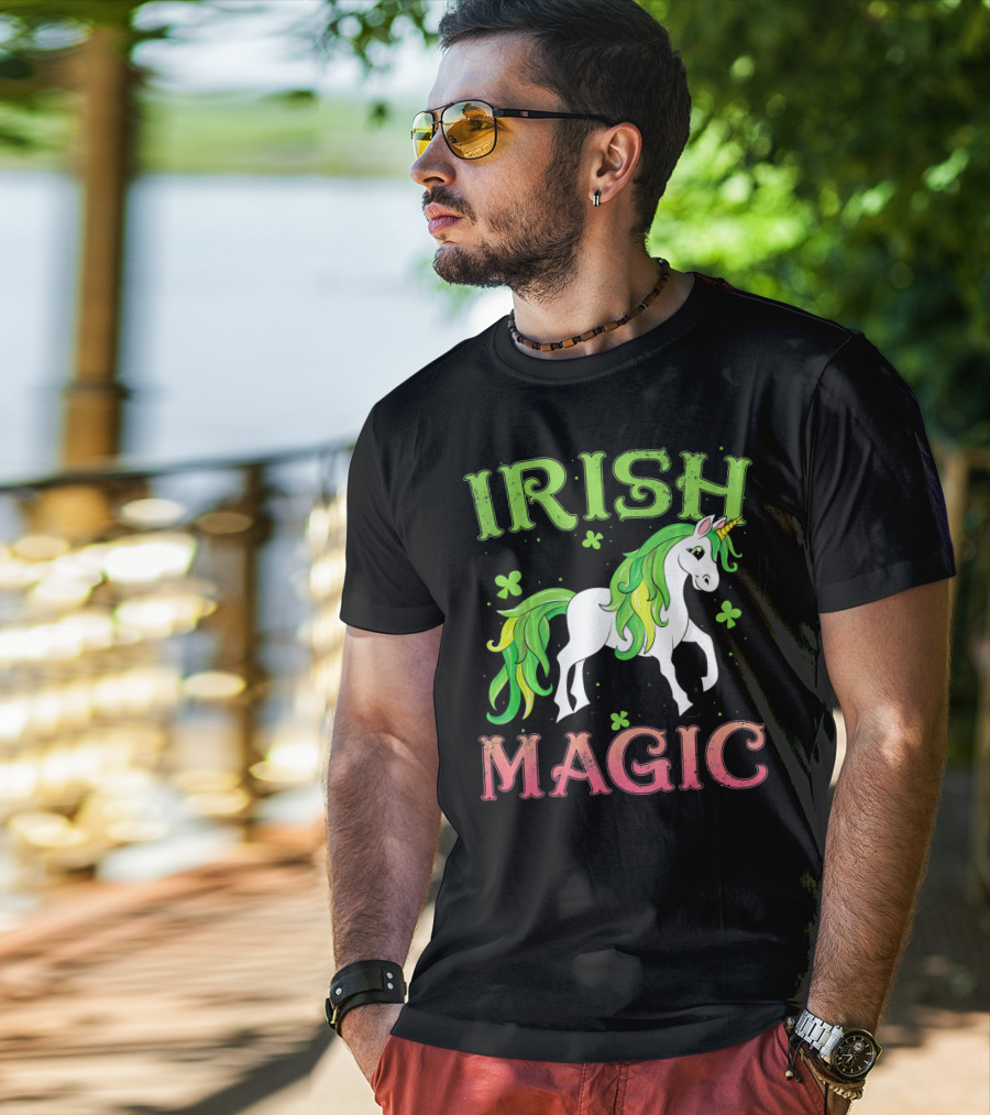 Irish Magic Unicorn Clover T-Shirt