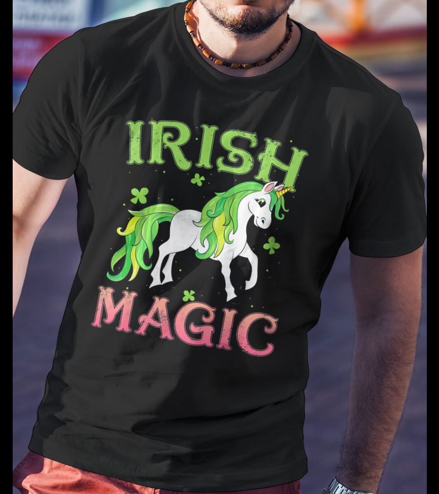Irish Magic Unicorn Clover T-Shirt