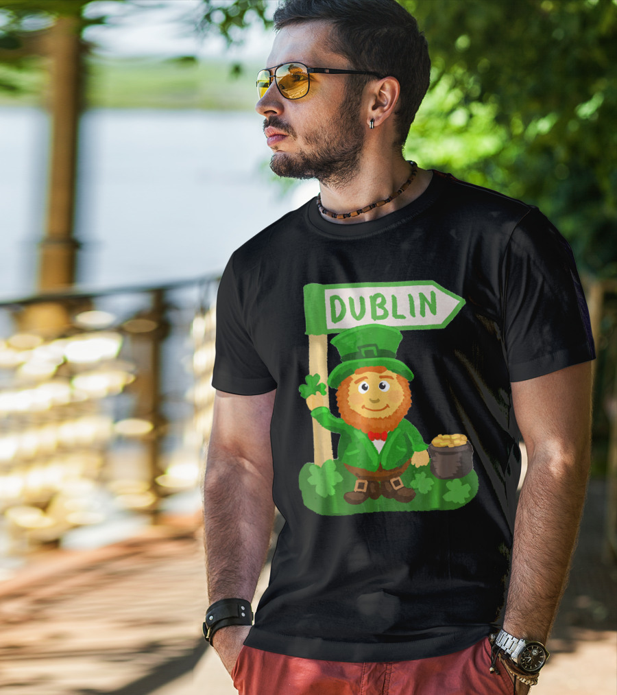 Dublin Leprechaun Shamrock Gold T-Shirt