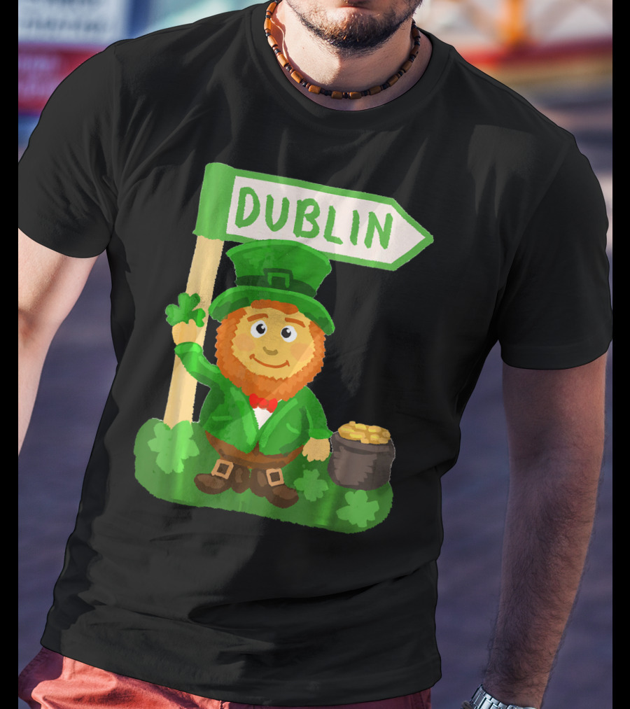 Dublin Leprechaun Shamrock Gold T-Shirt