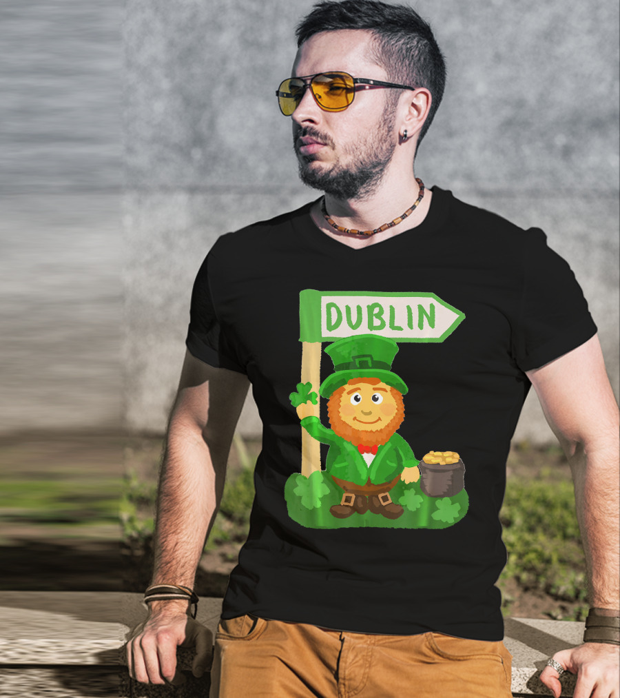 Dublin Leprechaun Shamrock Gold T-Shirt