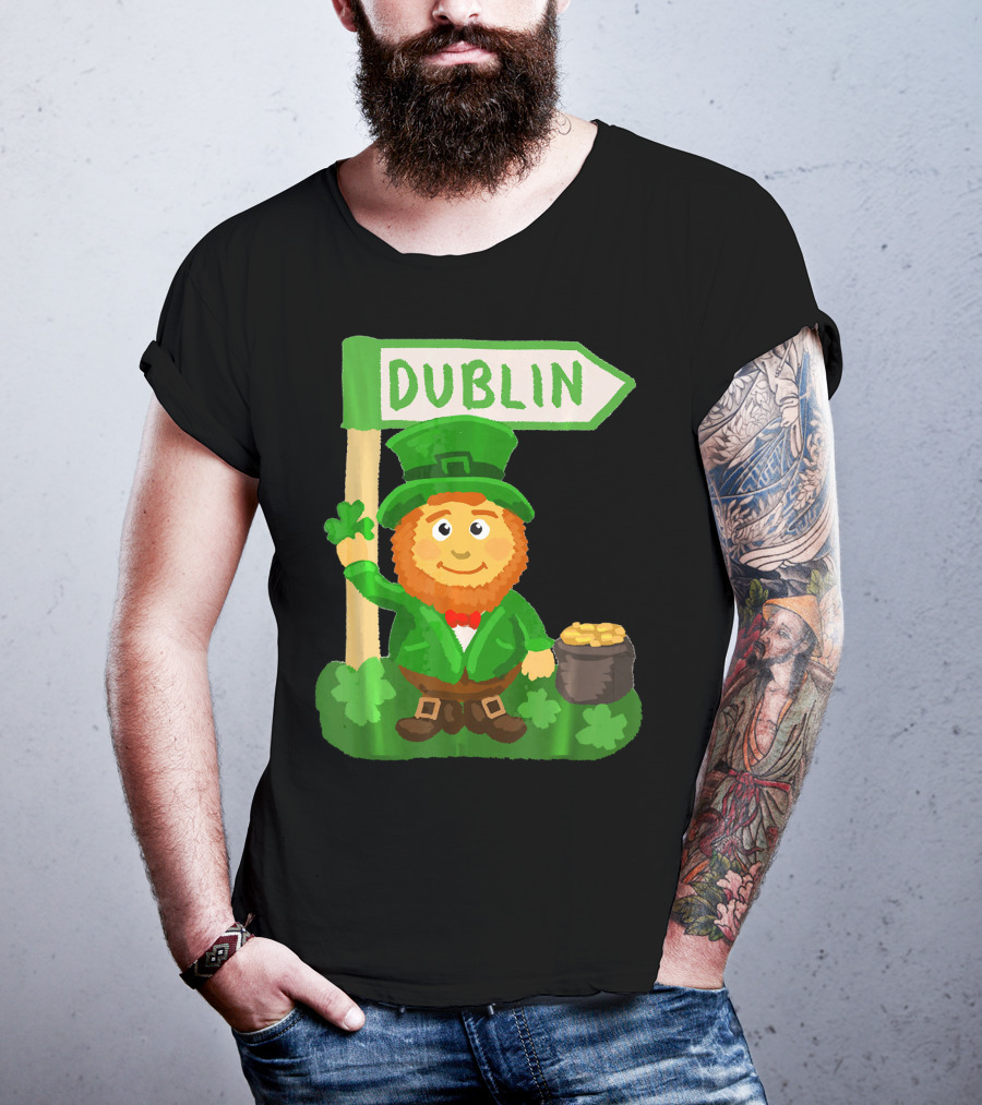 Dublin Leprechaun Shamrock Gold T-Shirt