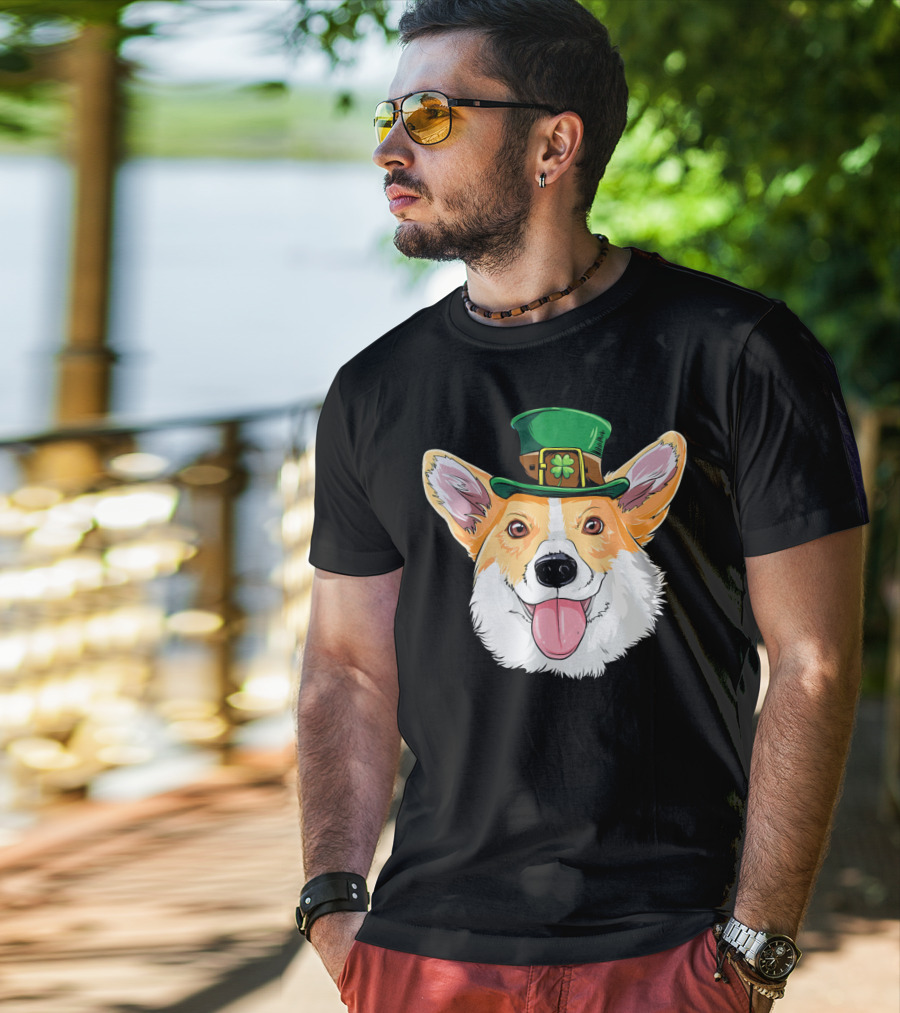 Corgi Leprechaun St Patrick's Hat T-Shirt