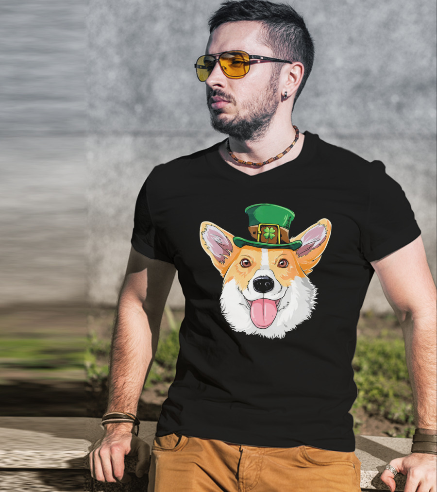 Corgi Leprechaun St Patrick's Hat T-Shirt