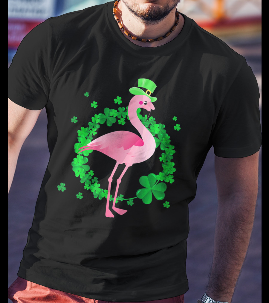 Flamingo Shamrock St. Patrick's Day Green Clover Hat T-Shirt
