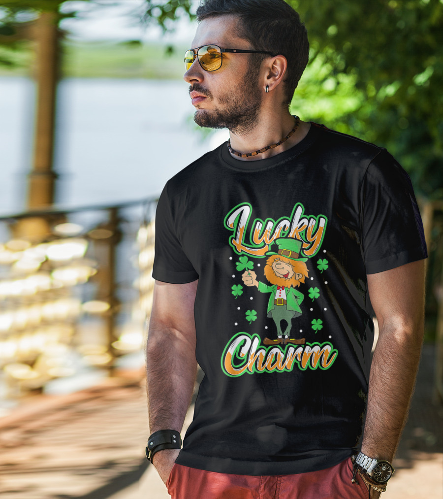 Lucky Charm St. Patrick's Day Leprechaun With Shamrocks T-Shirt