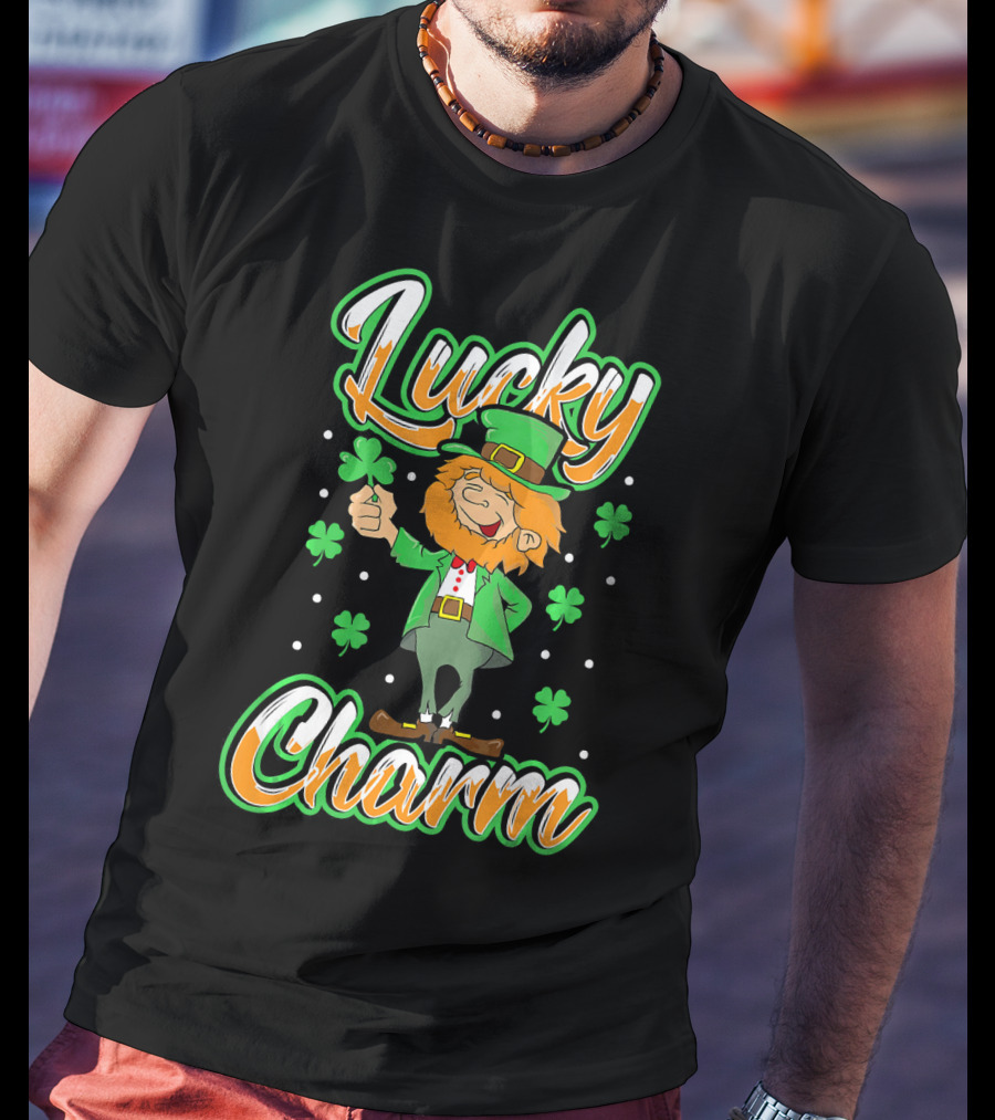 Lucky Charm St. Patrick's Day Leprechaun With Shamrocks T-Shirt