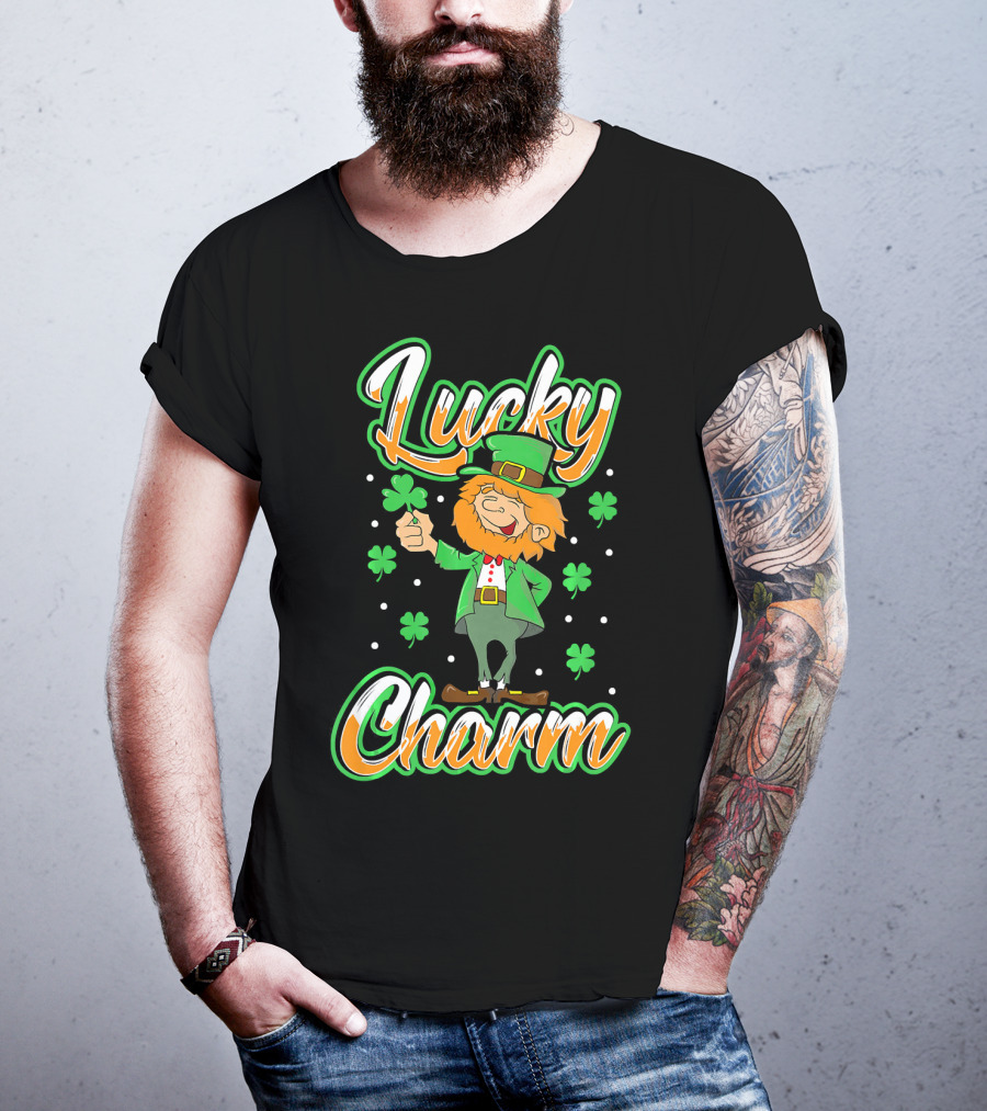 Lucky Charm St. Patrick's Day Leprechaun With Shamrocks T-Shirt