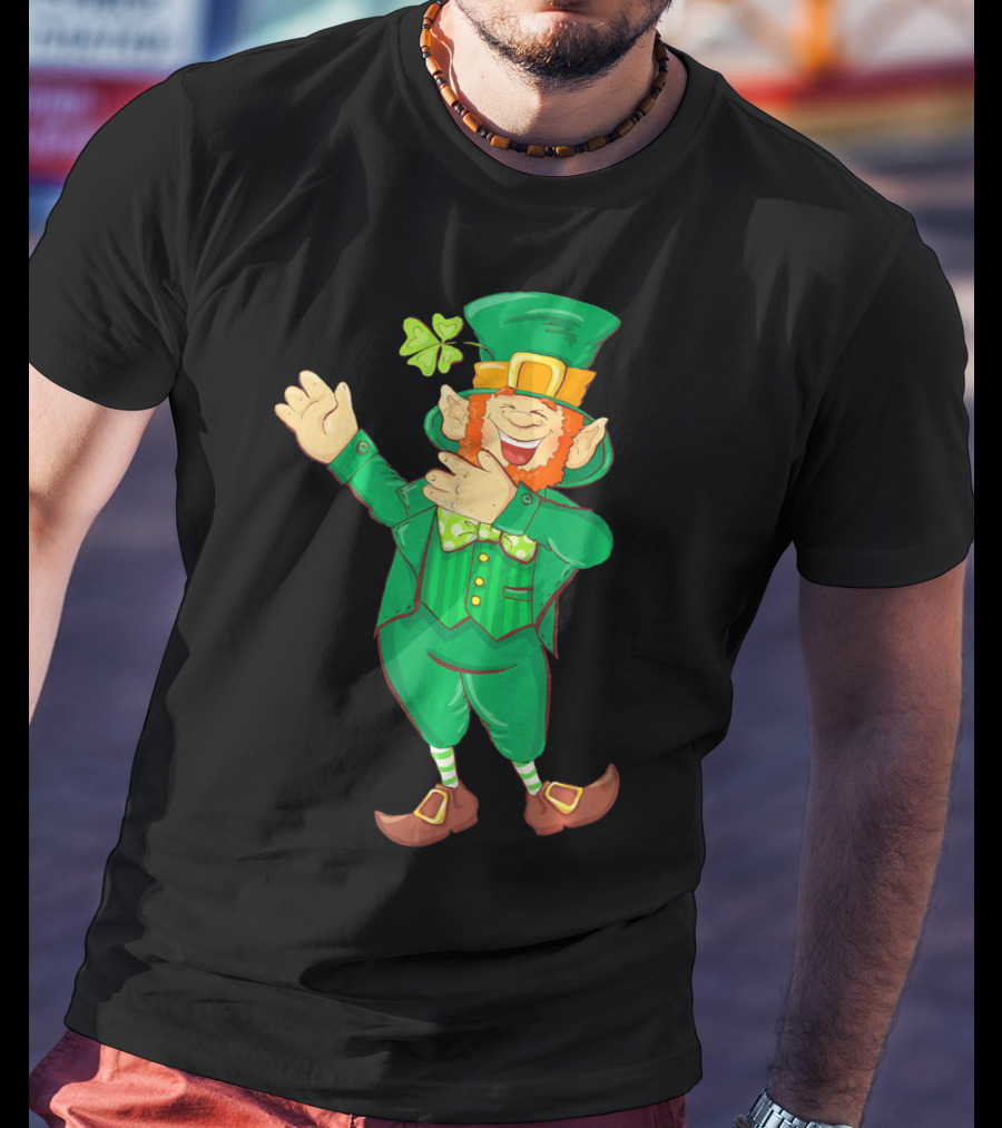 St Paddy Leprechaun Dabbing Dance Saint Clover Green T-Shirt