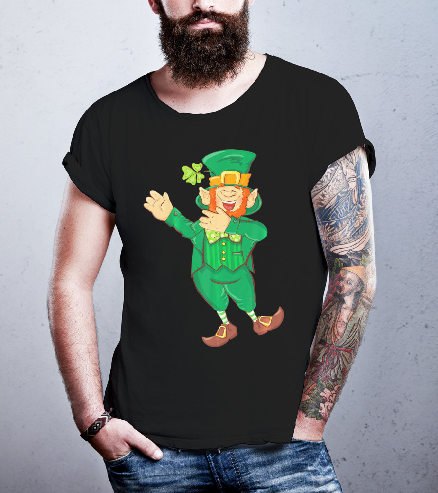St Paddy Leprechaun Dabbing Dance Saint Clover Green T-Shirt