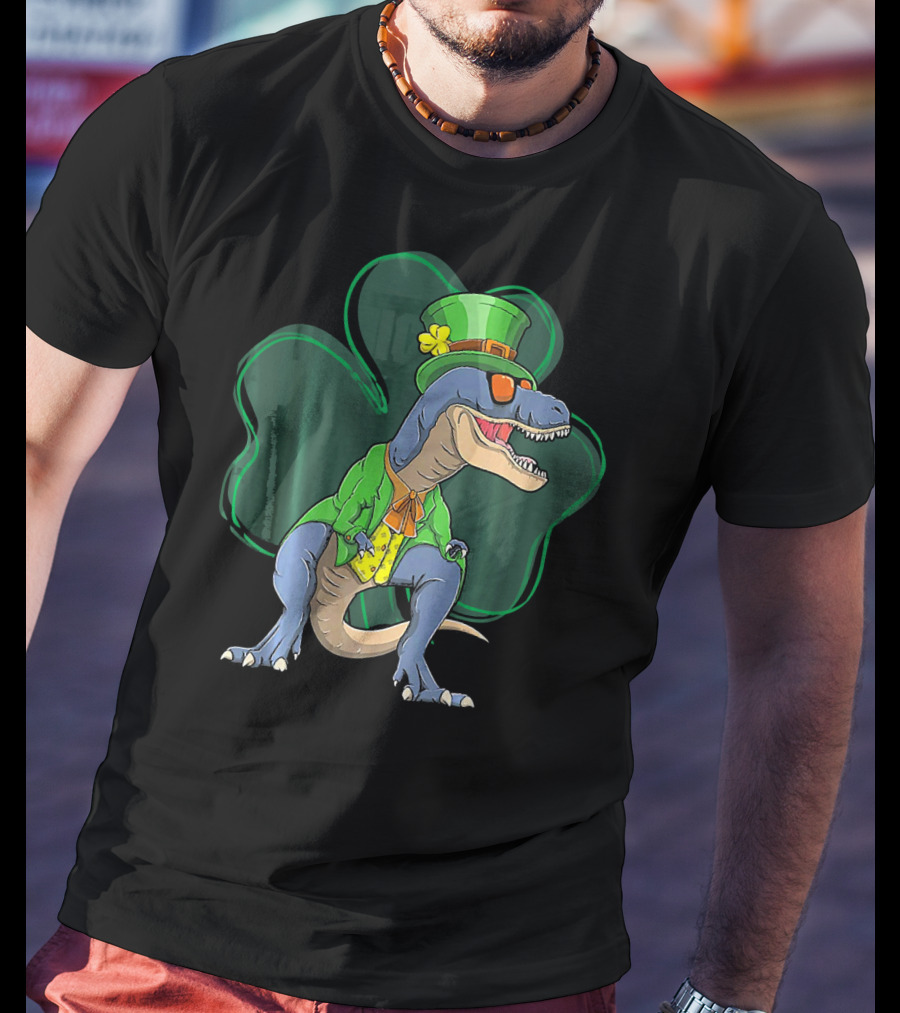 St. Pat Rex Day Leprechaun Dinosaur Shamrock Funny St. Patrick's Day T-Shirt