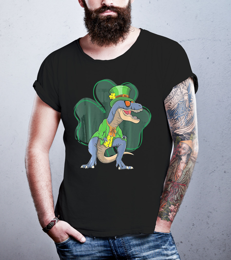 St. Pat Rex Day Leprechaun Dinosaur Shamrock Funny St. Patrick's Day T-Shirt