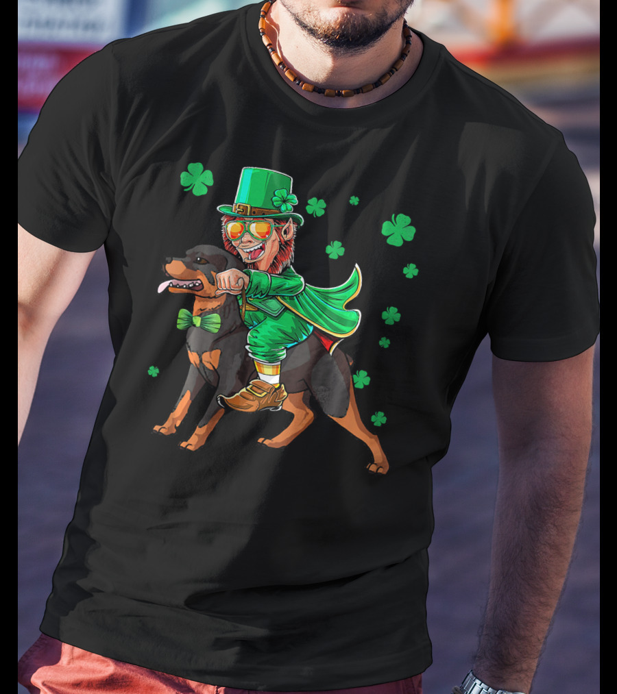 Leprechaun Rottweiler Shamrock St. Patrick's Day T-Shirt