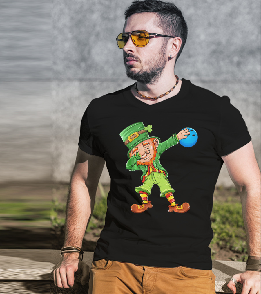 Bowling Leprechaun Dabbing With Bowling Ball T-Shirt