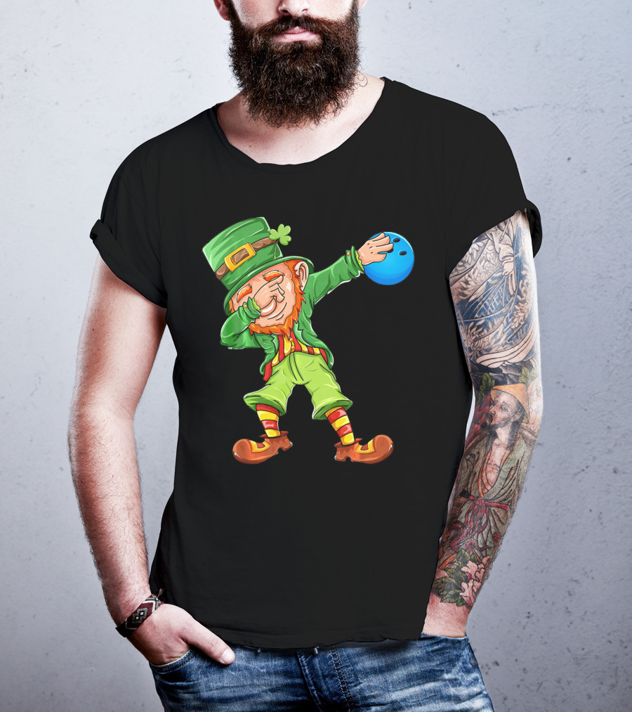 Bowling Leprechaun Dabbing With Bowling Ball T-Shirt