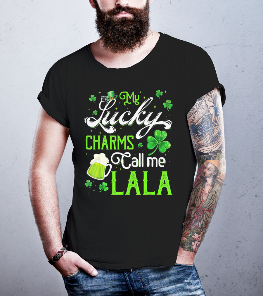 My Lucky Charms Call Me Lala With Shamrocks And Beer Mug T-Shirt