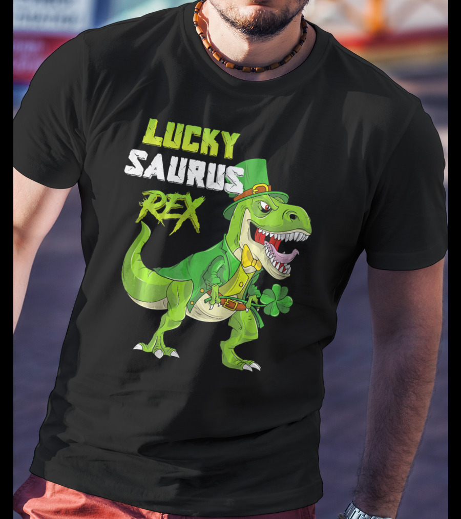 Lucky Saurus Rex St. Patrick's Day Kids T-Rex T-Shirt