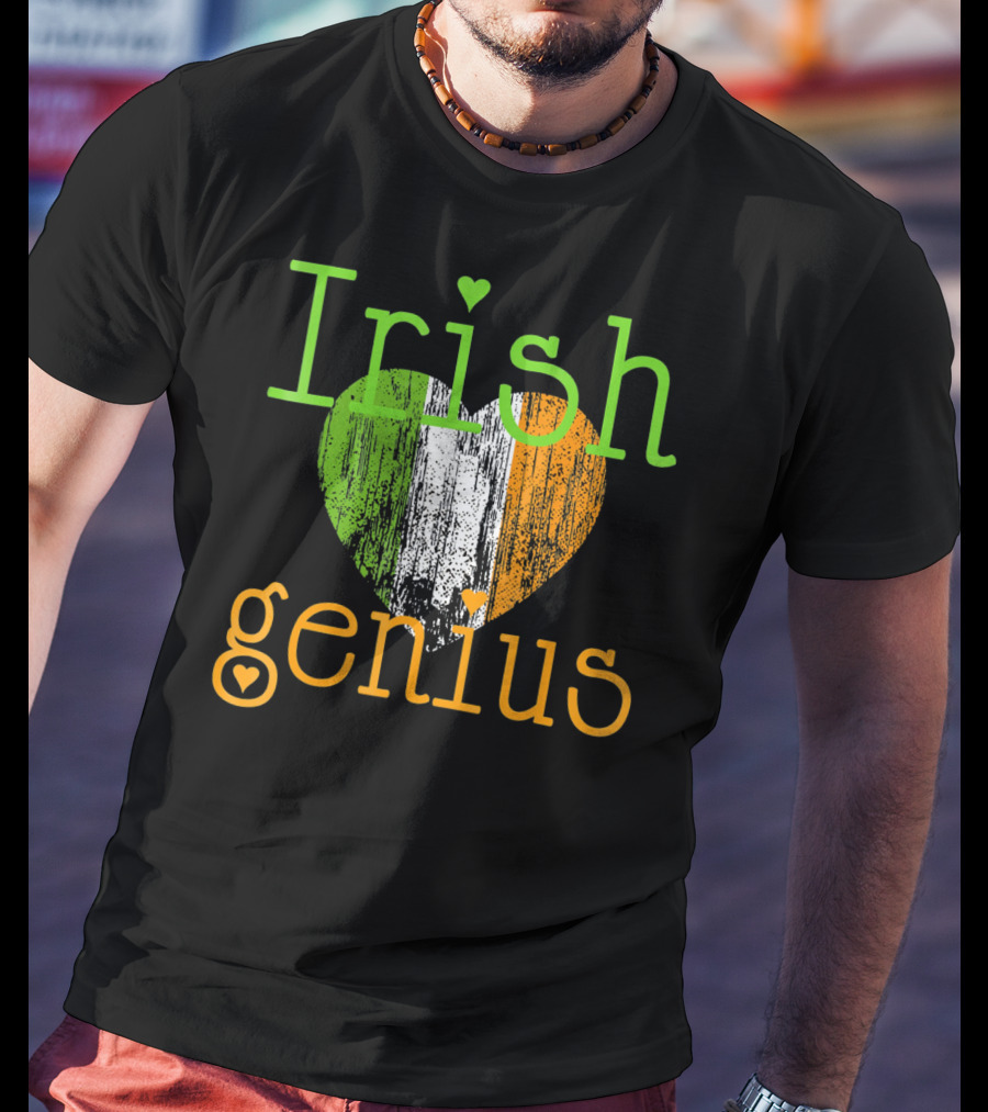 Irish Genius Heart With Irish Flag Colors T-Shirt