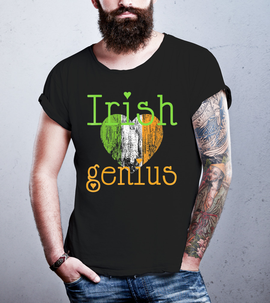 Irish Genius Heart With Irish Flag Colors T-Shirt