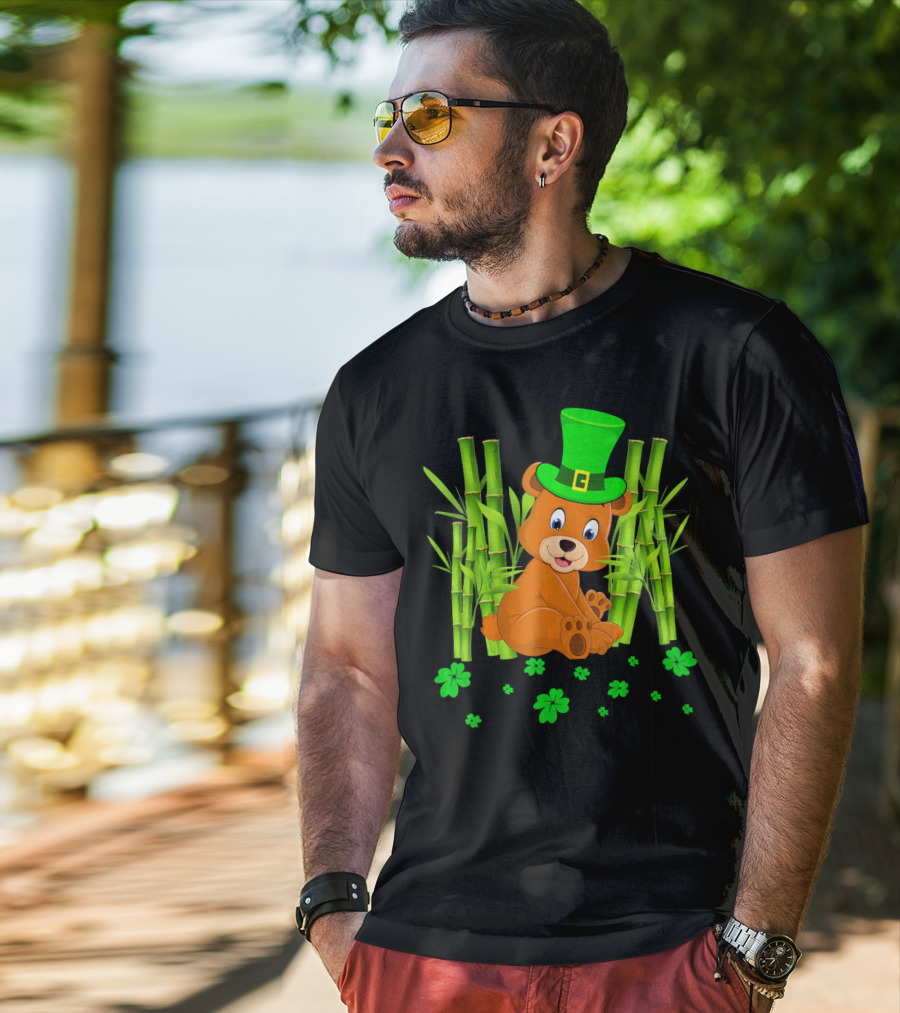 Leprechaun Bear Shamrock Bamboo St Patricks Day T-Shirt