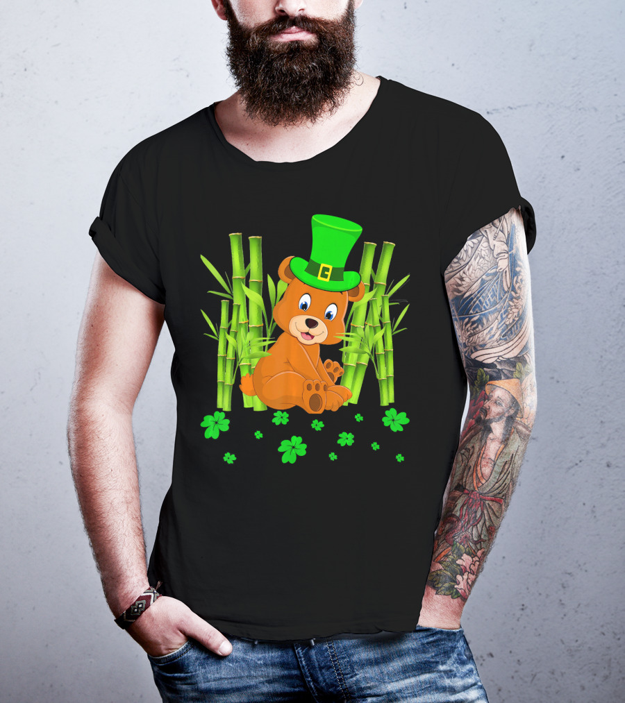 Leprechaun Bear Shamrock Bamboo St Patricks Day T-Shirt