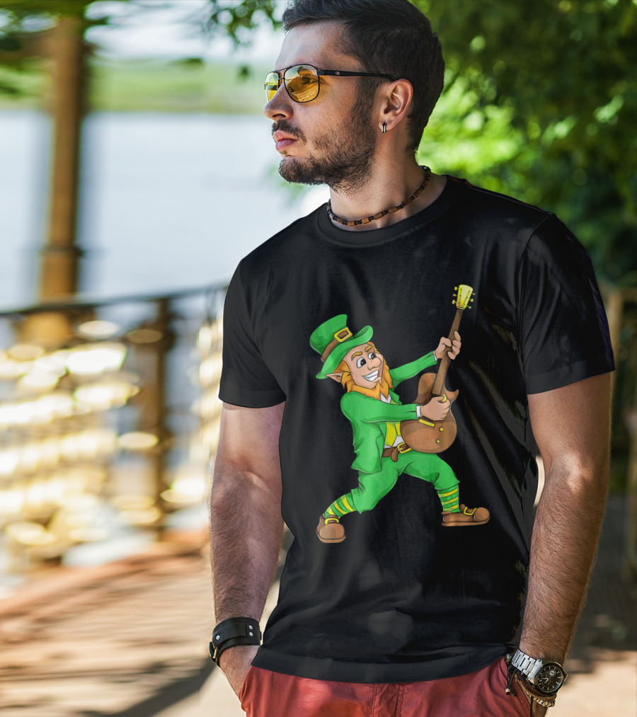 St. Patrick's Day Leprechaun Playing Guitar T-Shirt