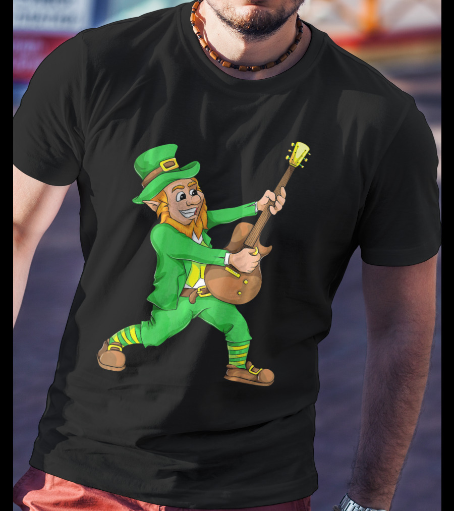 St. Patrick's Day Leprechaun Playing Guitar T-Shirt