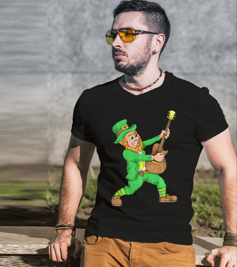 St. Patrick's Day Leprechaun Playing Guitar T-Shirt