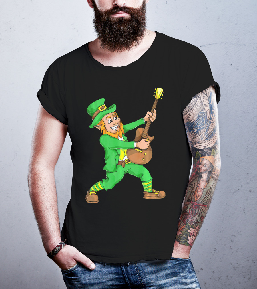 St. Patrick's Day Leprechaun Playing Guitar T-Shirt