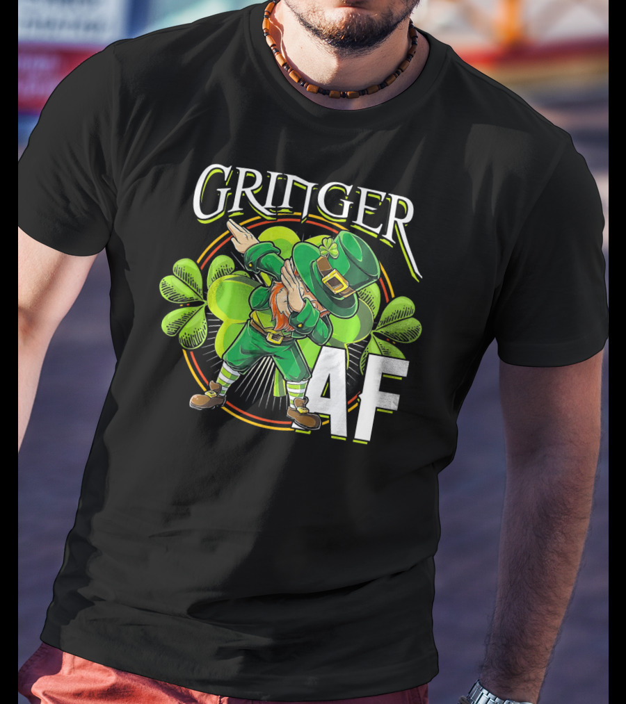 GRINGER AF Dabbing Leprechaun T-Shirt