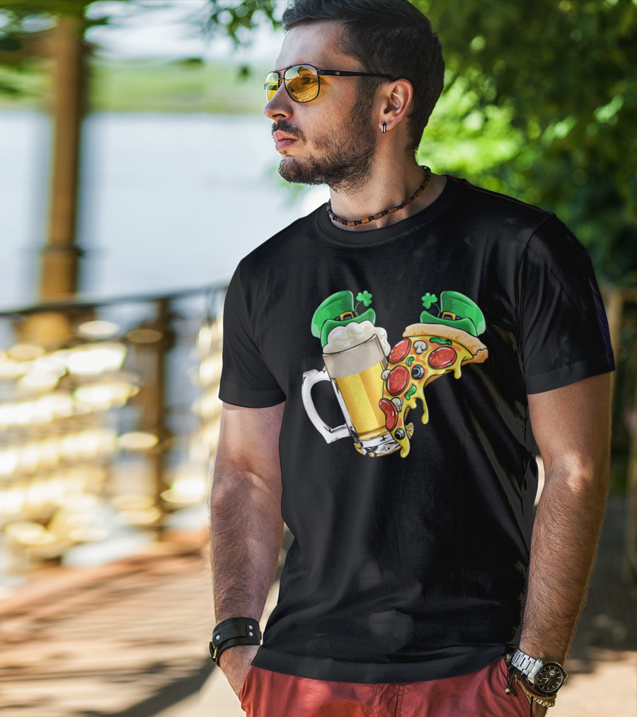 Beer Pizza Leprechaun Hat St. Patrick's Day T-Shirt
