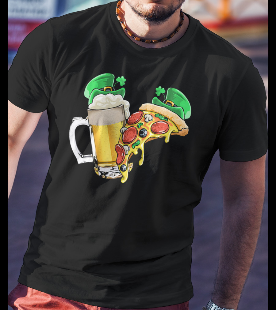 Beer Pizza Leprechaun Hat St. Patrick's Day T-Shirt